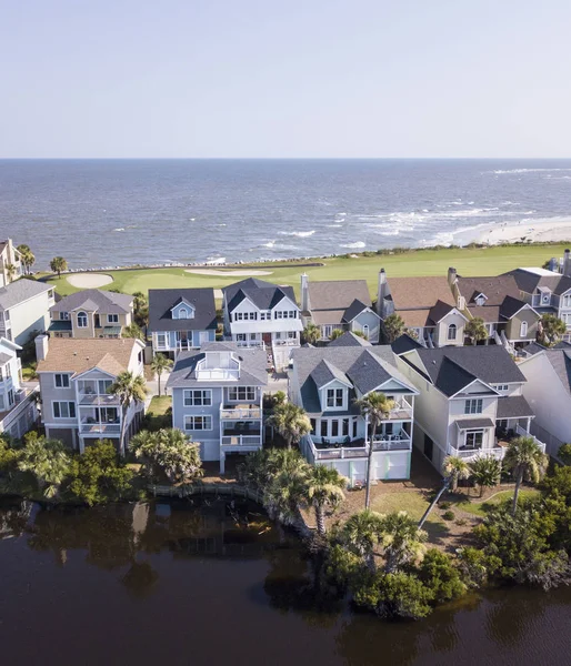 Aerial View Homes Golf Course Atlantic Ocean South Carolina — Stock Photo, Image