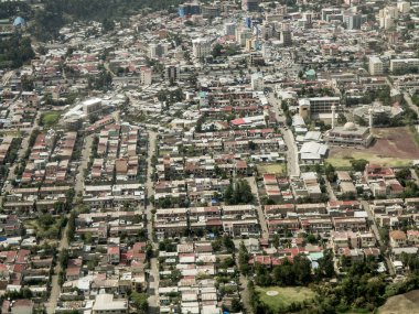 Addis Ababa şehir merkezinin havadan görünümü, Etiyopya