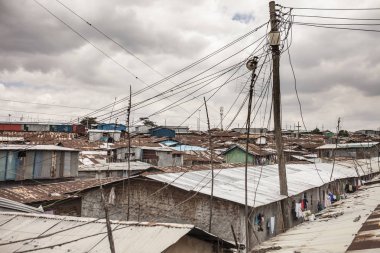 Kibera, Afrika'nın en büyük kentsel gecekondu çatı görünümü 