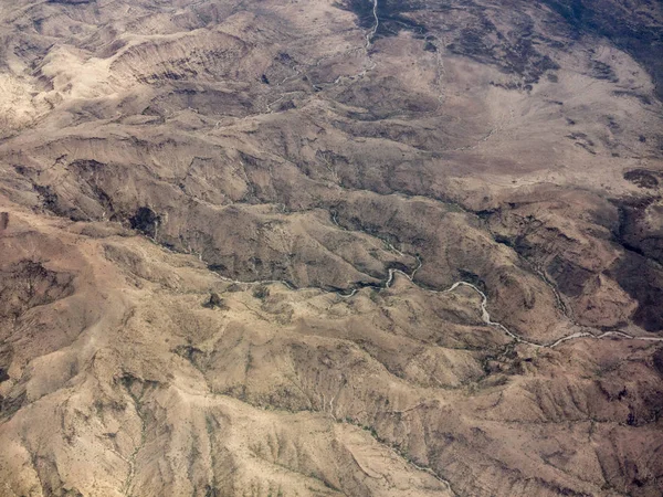 Luftaufnahme Der Wüste Und Des Trockenen Flussbettes Äthiopien — Stockfoto
