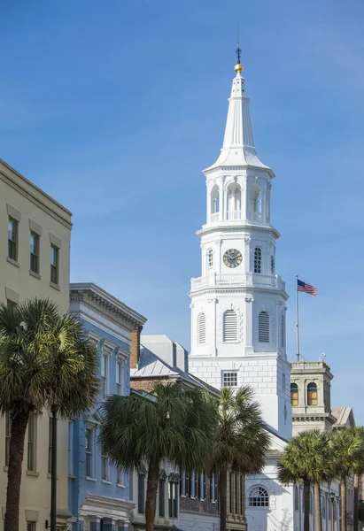 Innenstadt Von Charleston South Carolina Und Michael Kirche — Stockfoto