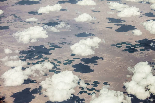 Vista Aérea Del Centro Riego Pivote Desierto Del Sahara Egipto — Foto de Stock