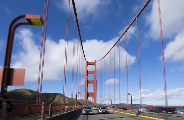 Point View Shot Crossing Golden Gate Bridge Motion Blur — Stock Photo, Image