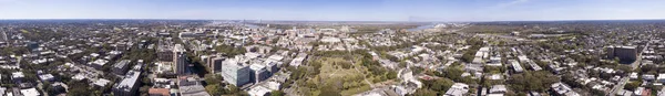 Vue aérienne panoramique sans couture à 360 degrés du centre-ville de Savannah, Georgi — Photo