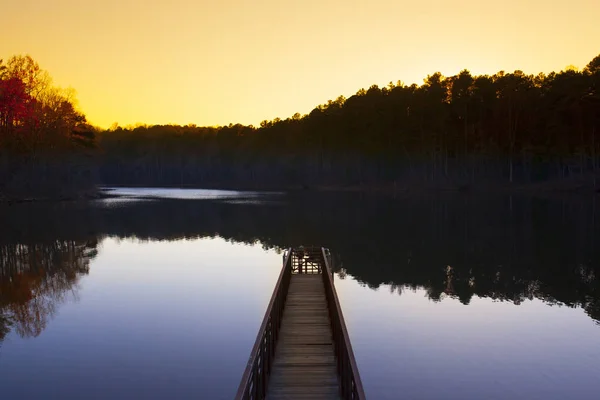 Scena Tranquilla Banchina Acqua Tramonto Nella Carolina Del Nord — Foto Stock