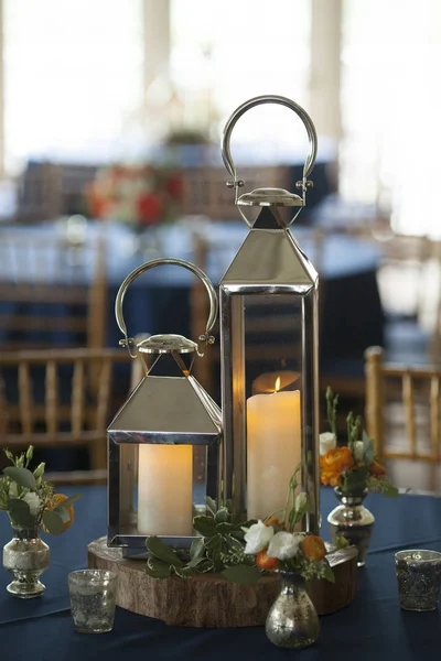 Candles Lamps Decorations Wedding Reception — Stockfoto