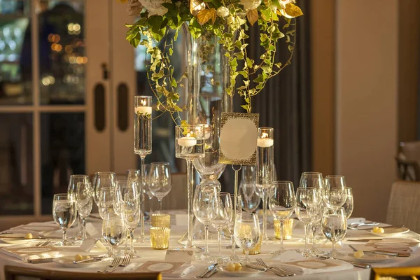 Elegant Table Arrangement Wedding Reception — Stock Photo, Image