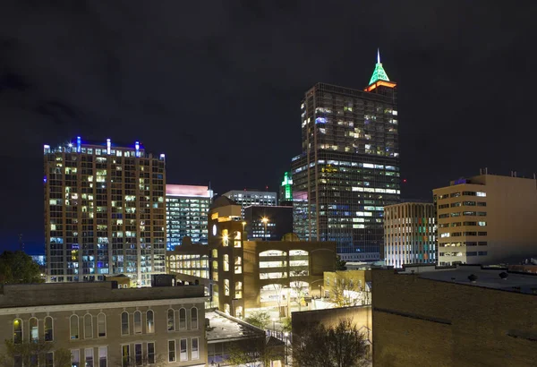 Low Aerial View Raleigh North Carolina Night — Stock Photo, Image