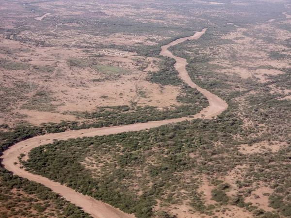 Пустеля Суха Річка Біля Похмурі Дава Ефіопія Повітряна Думка — стокове фото