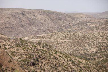 teraslı tarım arazisi ile doğu Etiyopya çöl dağları