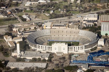 DALLAS TEXAS, USA-FEBRUARY 12, 2019: An aerial view of Cotton Bowl Stadium, former home of the Dallas Cowboys. clipart