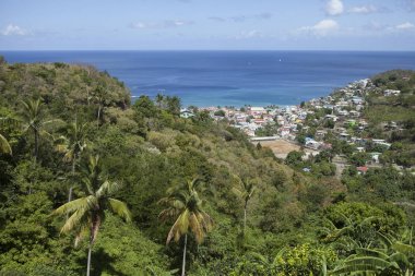 arka planda yağmur ormanı ve deniz, Castries, St Lucia, Karayipler 