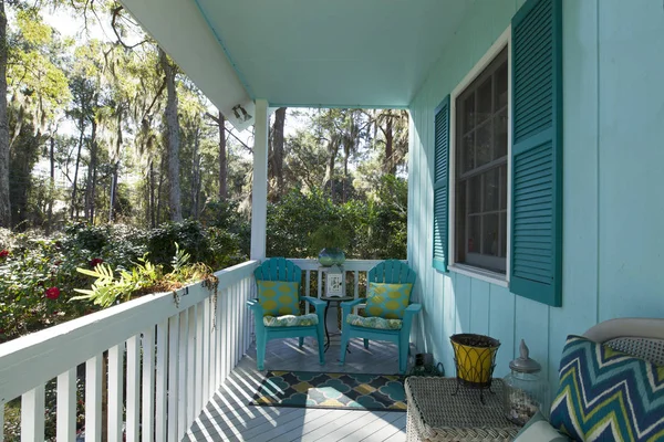 Beautiful front porch looking out onto forest