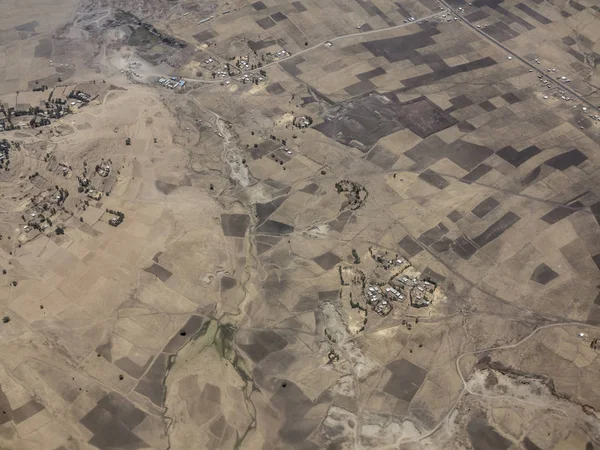 Aerial View Dry Farmland Villages Ethiopia — Stock Photo, Image