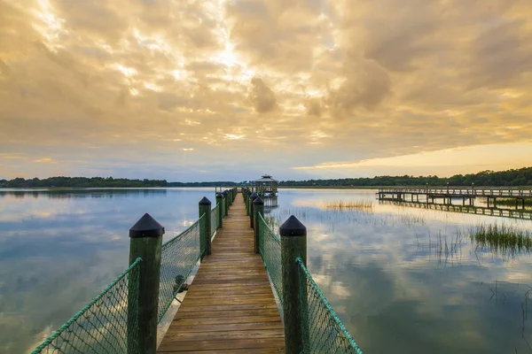 Dock Bij Zonsondergang South Carolina Lowcountry — Stockfoto