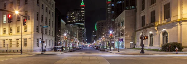 Panoramic View Downtown Raleigh North Carolina Night Street Level — Stock Photo, Image