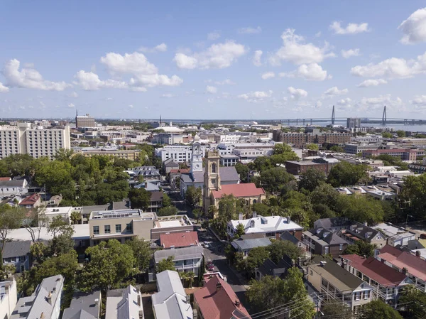 Luftaufnahme Der Innenstadt Von Charleston South Carolina Mit Historischen Kirchen — Stockfoto