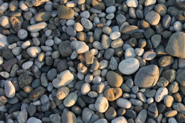 farklı boyut ve şekillerde çok renkli deniz çakıl