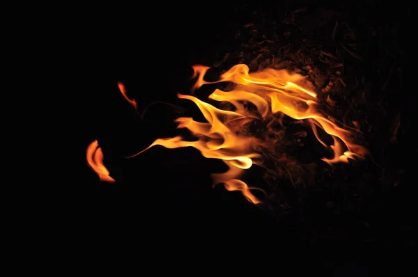 Big Flame Fire Dark Black Background Languages Fire Fire Burning — Stock Photo, Image