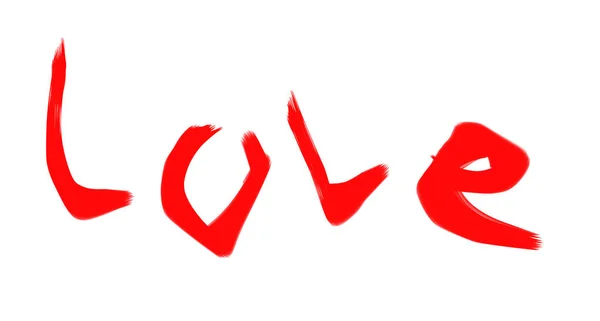 Het Opschrift Woord Liefde Rode Decoratieve Letters Abstractie — Stockfoto