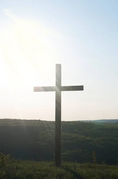 Wooden Cross Sky Silhouette — Stock Photo, Image