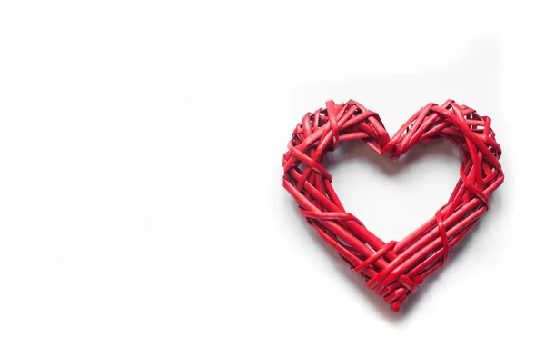 Coração Vermelho Sobre Fundo Branco Postal Casamento Dia São Valentim — Fotografia de Stock