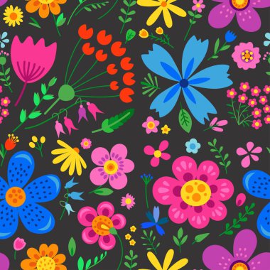 İnanılmaz çiçekli vektör kusursuz desen
