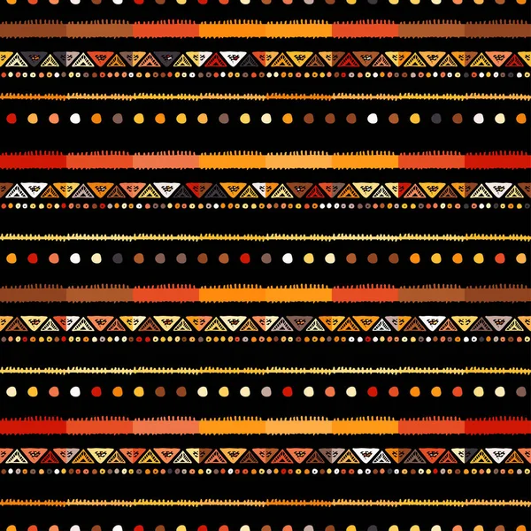 Χειροποίητο χρωματιστές ρίγες φωτεινό tribal άνευ ραφής — Διανυσματικό Αρχείο