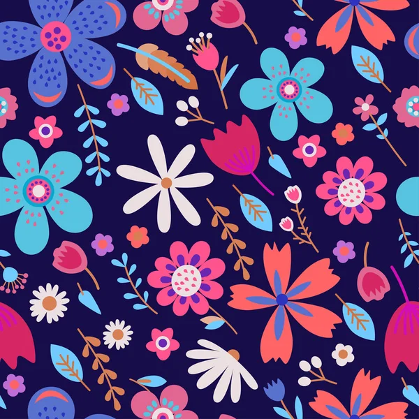 Amazing floral vector seamless pattern of flowers — Stock Vector