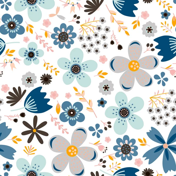 Increíble vector floral patrón sin costuras de flores — Archivo Imágenes Vectoriales