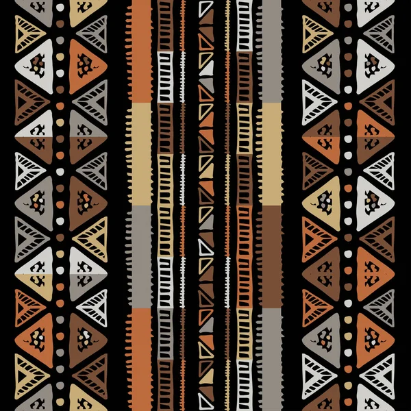 Rayas de colores hechos a mano brillante tribal sin costuras — Vector de stock