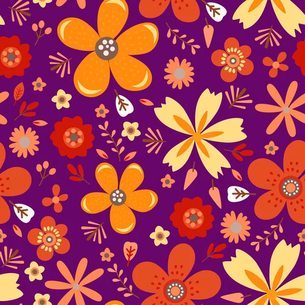 Amazing floral vector seamless pattern of flowers — Stock Vector