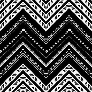 Elle çizilmiş desen. Vektör Zigzag ve şerit çizgi.