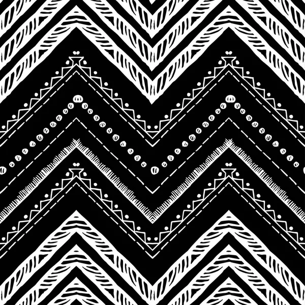 Hand getekend patroon. Vector Zigzag en stripe lijn. — Stockvector