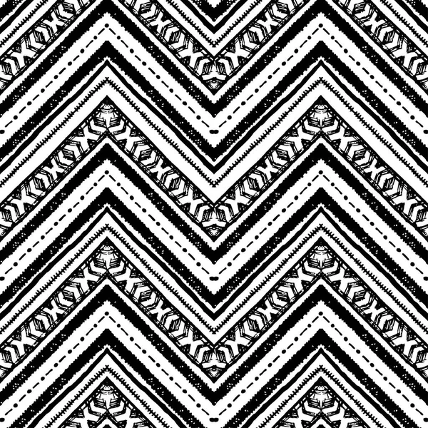 Hand getekend patroon. Vector Zigzag en stripe lijn. — Stockvector