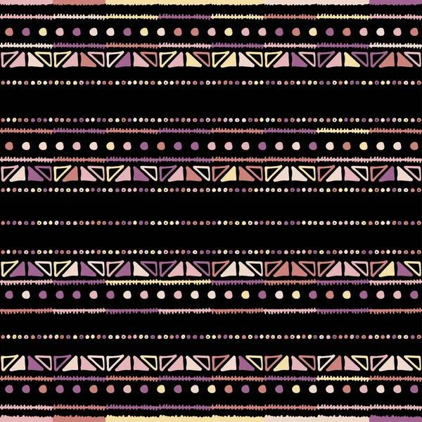 Rayas de colores hechos a mano brillante tribal sin costuras — Archivo Imágenes Vectoriales