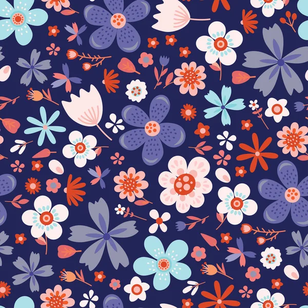 Incroyable vecteur floral motif sans couture de fleurs — Image vectorielle