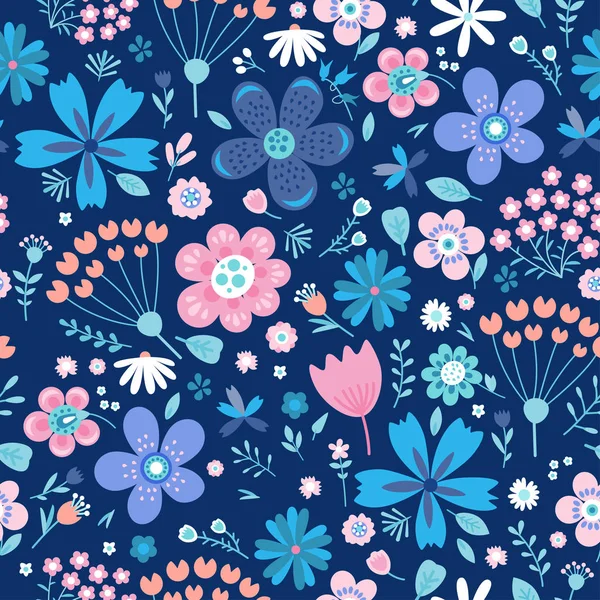 Incroyable vecteur floral motif sans couture de fleurs — Image vectorielle