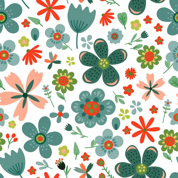 Incrível padrão floral sem costura vetor de flores — Vetor de Stock