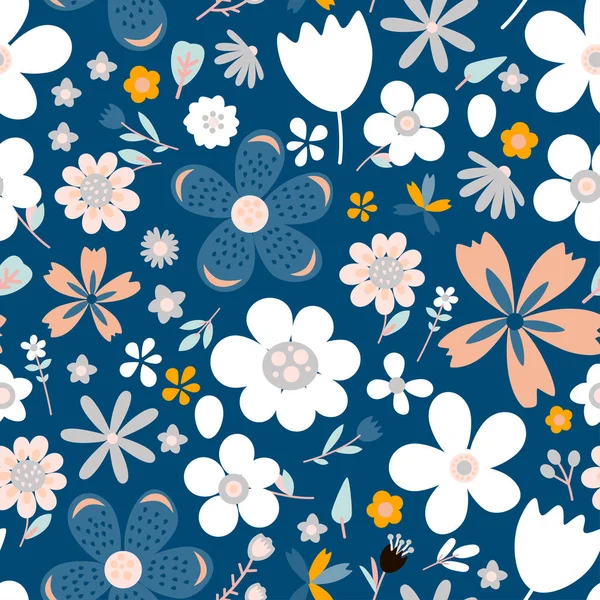 Erstaunliche florale Vektor nahtlose Muster von Blumen — Stockvektor