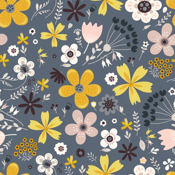 Incrível padrão floral sem costura vetor de flores —  Vetores de Stock