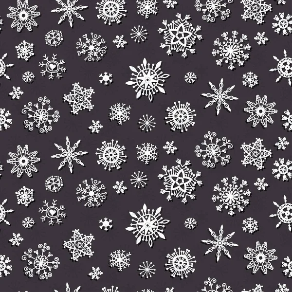 Schneeflocken kritzeln Muster. Weihnachtsdekor — Stockvektor