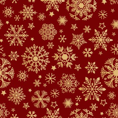 Kırmızı zemin üzerine kar desen. Vektör çizim.