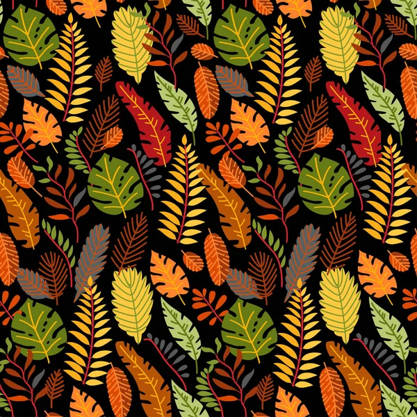 Patrón sin costura floral con hojas caídas . — Archivo Imágenes Vectoriales