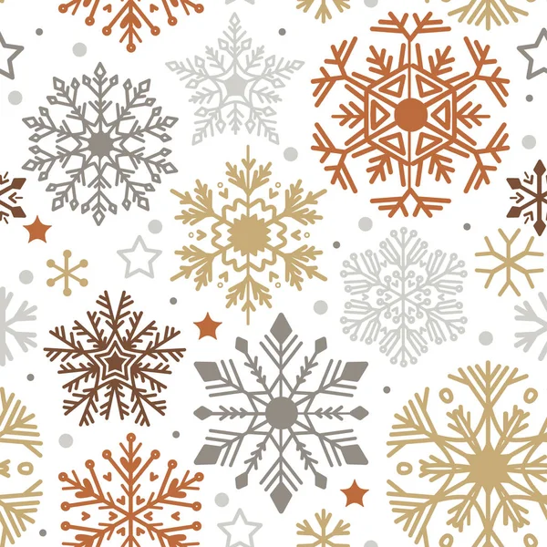 Elegante un patrón plano copos de nieve de oro sin costuras . — Archivo Imágenes Vectoriales