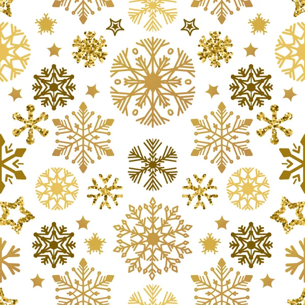 Elegant ein flaches goldenes Schneeflockenmuster. — Stockvektor