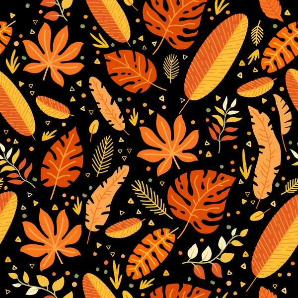 Patrón sin costura floral con hojas caídas . — Archivo Imágenes Vectoriales