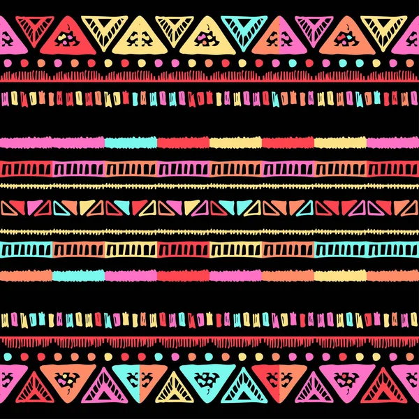 A Handmade colored stripes bright tribal seamless — Stock Vector