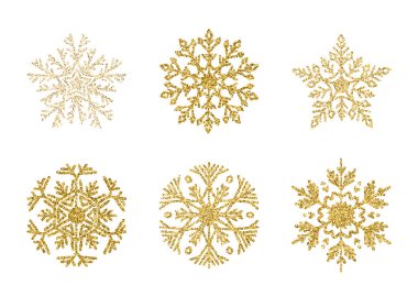 Altın kar taneleri kümesi. Zarif Noel kar