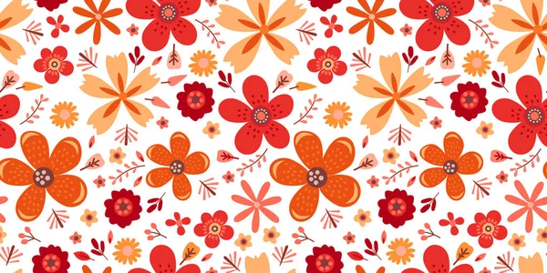 Increíble patrón floral con flores. Brillante sin costuras — Archivo Imágenes Vectoriales